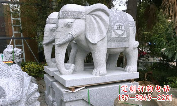 鹤壁招财进宝大理石门口大象雕塑