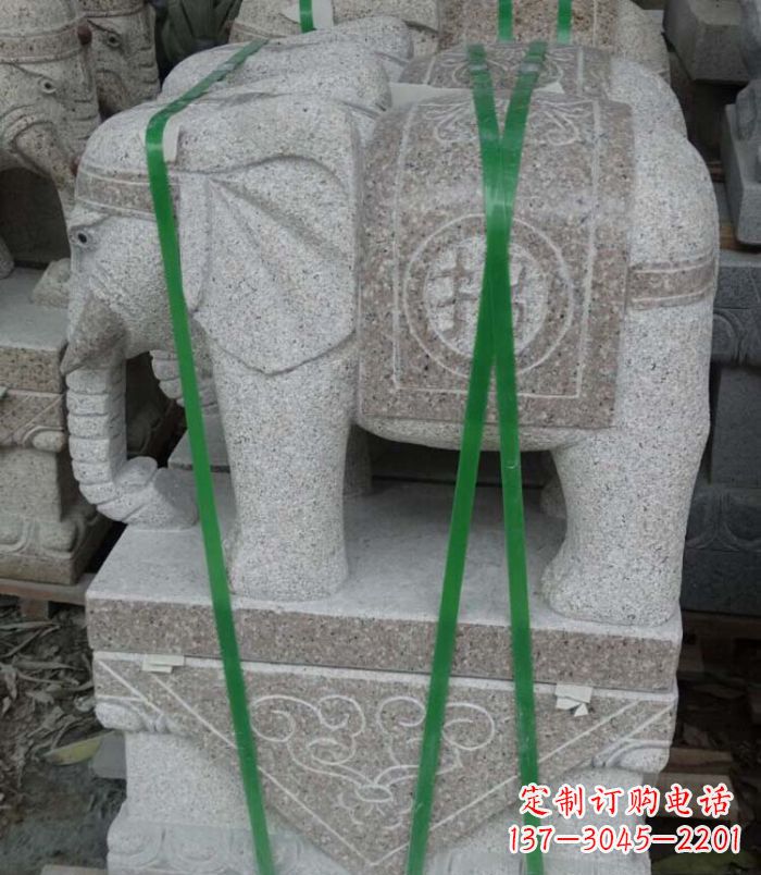 鹤壁招财进宝芝麻灰大象石雕 (4)