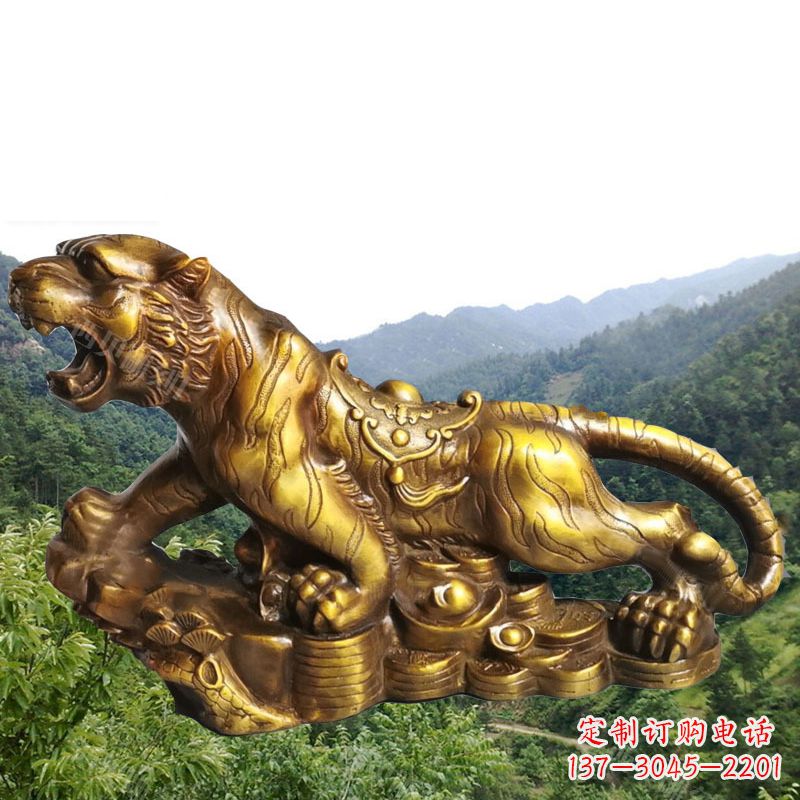 鹤壁招财老虎漆金12生肖动物雕塑