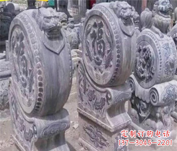 鹤壁招财石门墩仿古抱鼓石