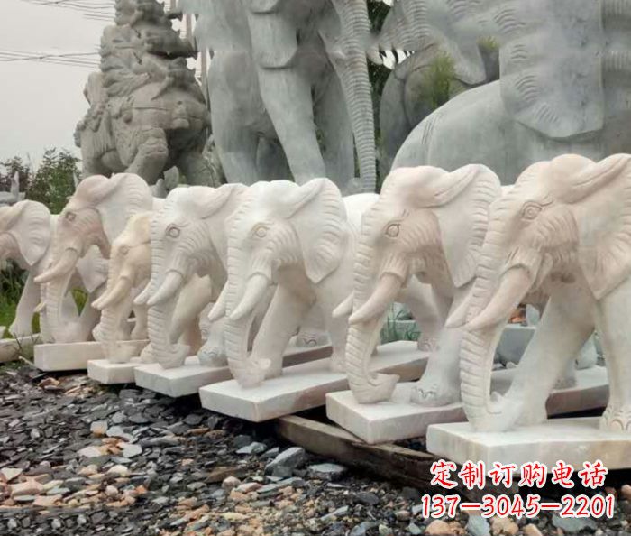 鹤壁招财晚霞红大象石雕 (3)
