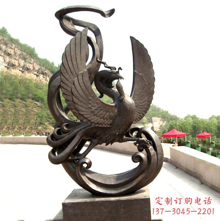 鹤壁中国古代神话中的创世神朱雀景观铜雕