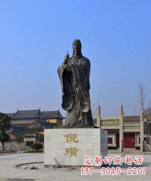 鹤壁中国历史名人元末明初画家诗人倪瓒铜雕塑像