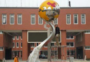 鹤壁学校不锈钢地球雕塑