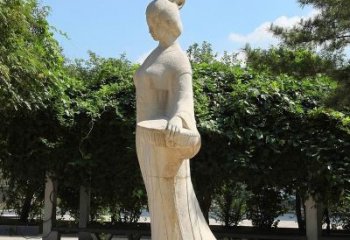 鹤壁园林历史人物著名美女秦罗敷砂岩石雕塑像