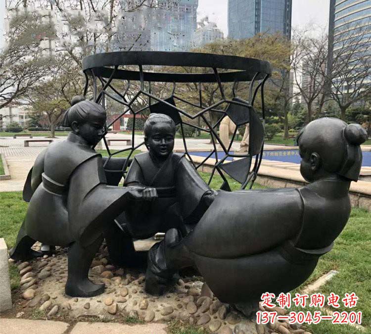 鹤壁铸铜公园司马光砸缸儿童雕塑