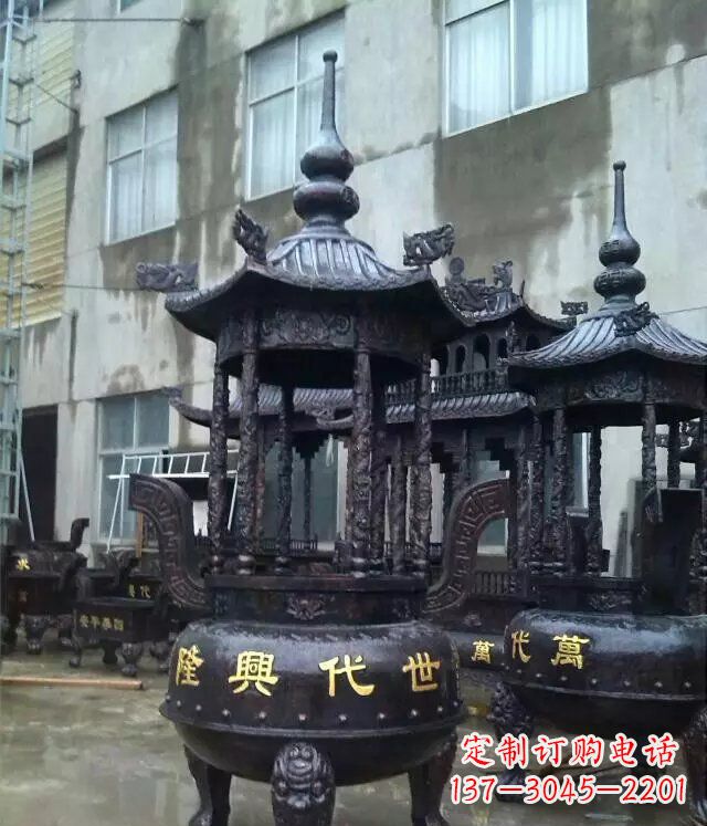 鹤壁铸铜寺庙香炉铜雕 (3)