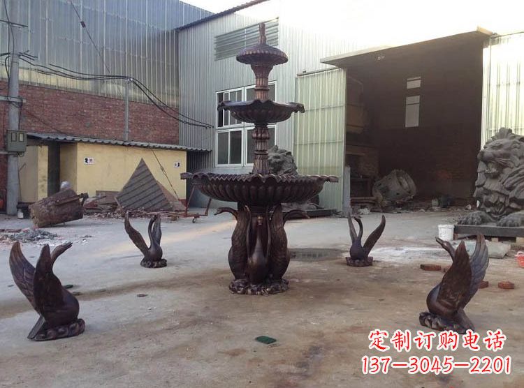 鹤壁铸铜天鹅喷泉雕塑