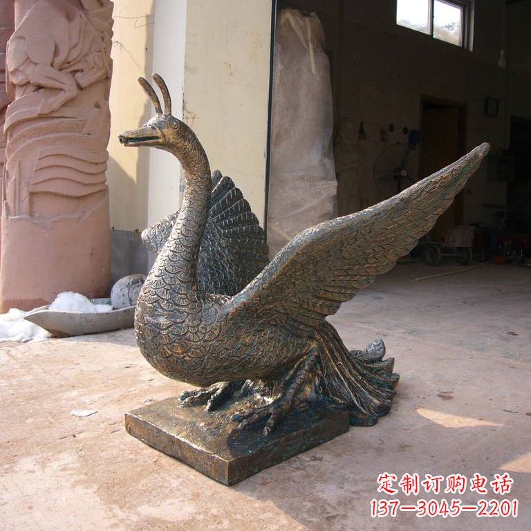 鹤壁铸铜天之四灵朱雀雕塑摆件