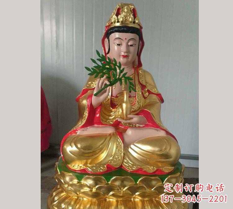 鹤壁铸铜贴金杨柳观音雕塑