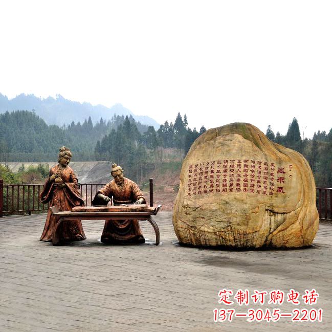 鹤壁卓文君与司马相如凤求凰公园景观雕塑-历史典故人物情景雕塑
