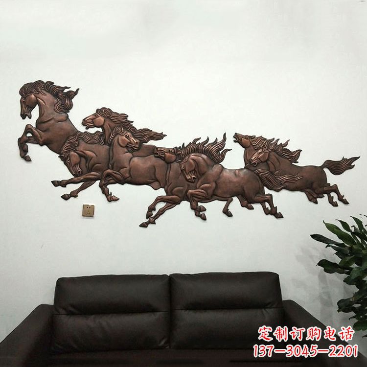 鹤壁紫铜马儿浮雕装饰画