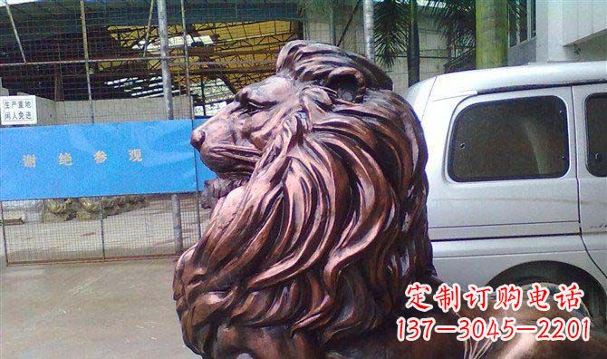 鹤壁紫铜西洋狮子铜雕 (2)