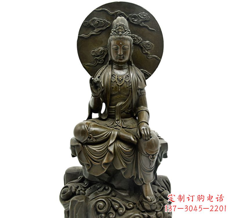 鹤壁自在观音菩萨仿古铜雕佛像