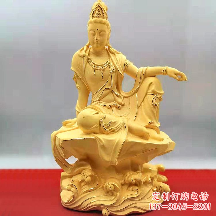 鹤壁自在观音纯铜镀金雕塑