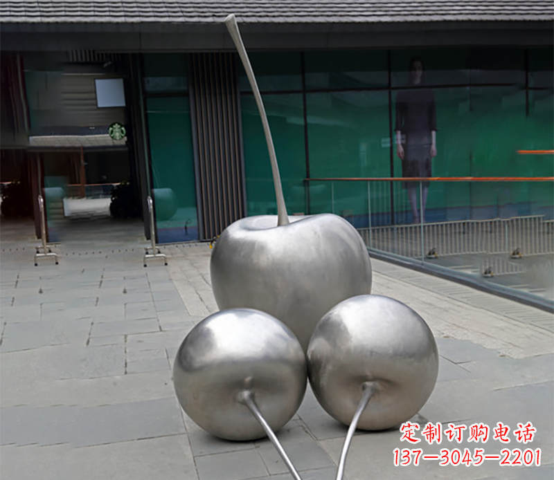 鹤壁实心不锈钢苹果雕塑