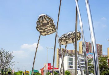 鹤壁荷叶雕塑-广场不锈钢抽象艺术荷叶雕塑